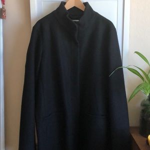 Long Black Trench Coat - Mandarin Collar